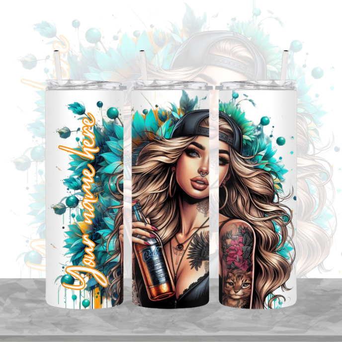 Personalised Teal Tattoo Girl 20oz Tumbler