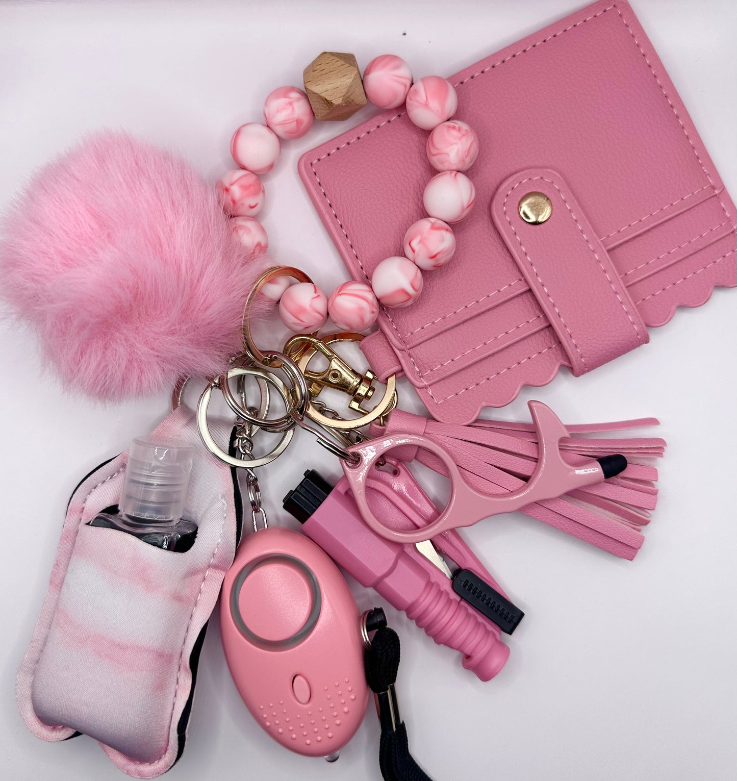 Pink Marble Wallet Keychain