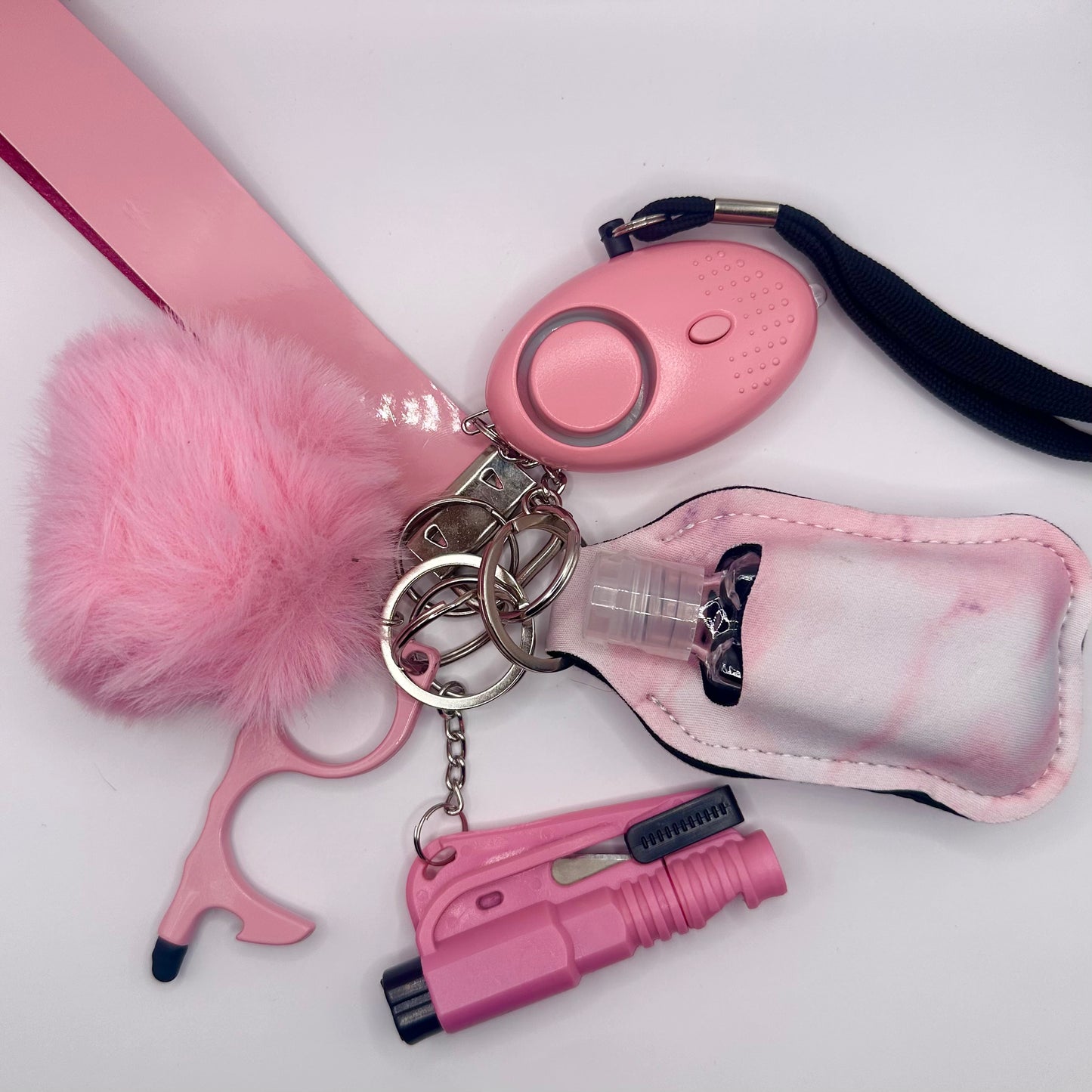 Pink Marble Safety Keychain