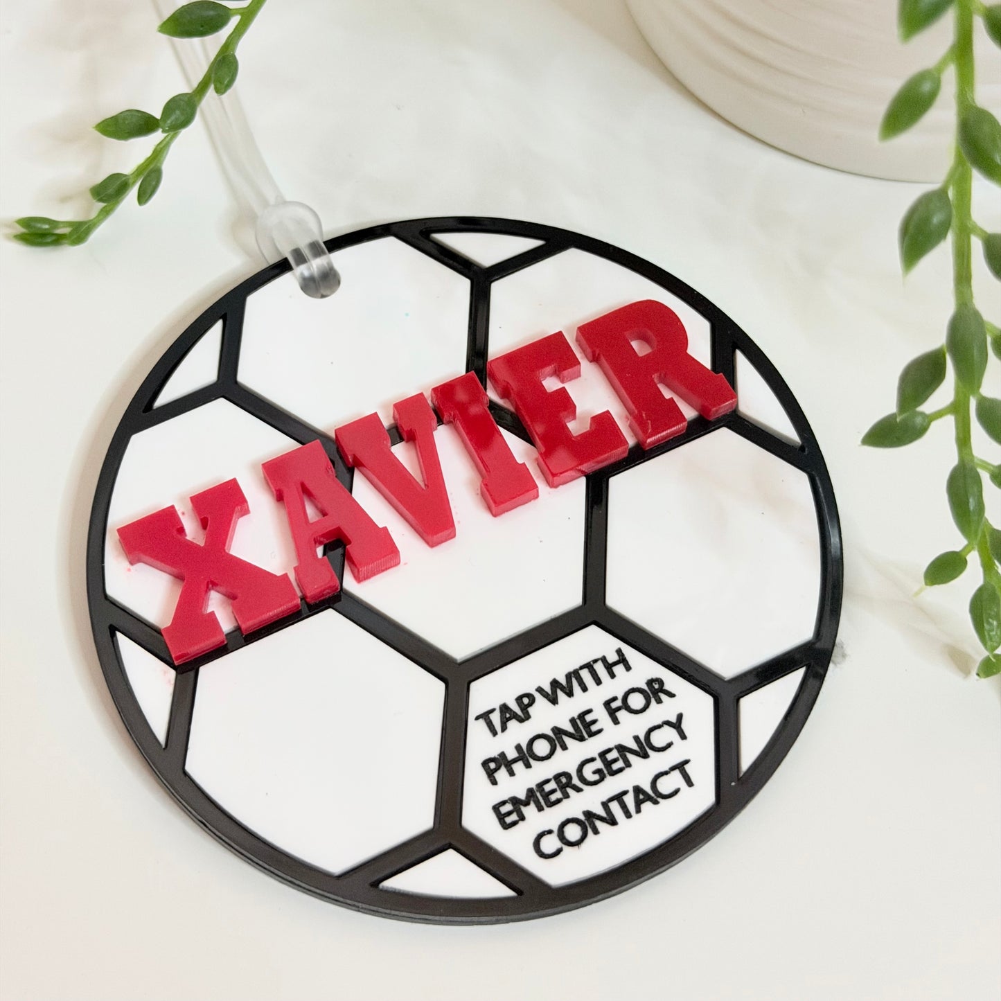 Emergency Contact Soccer Ball Bag Tag