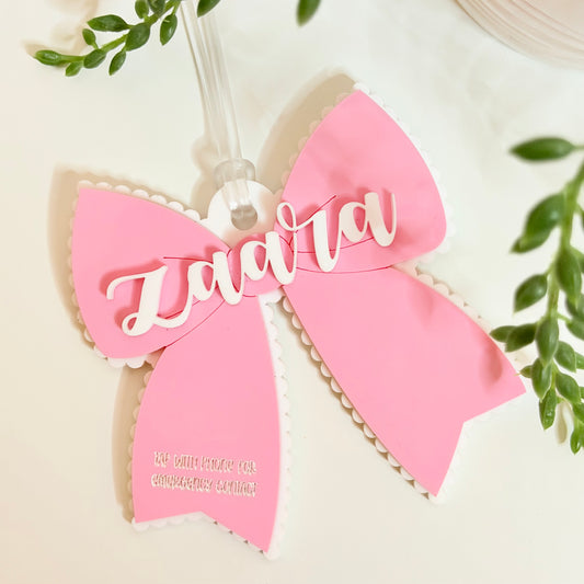 Emergency Contact Bow Bag Tag