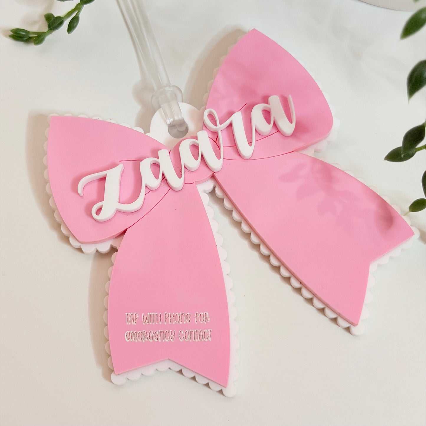 Emergency Contact Bow Bag Tag