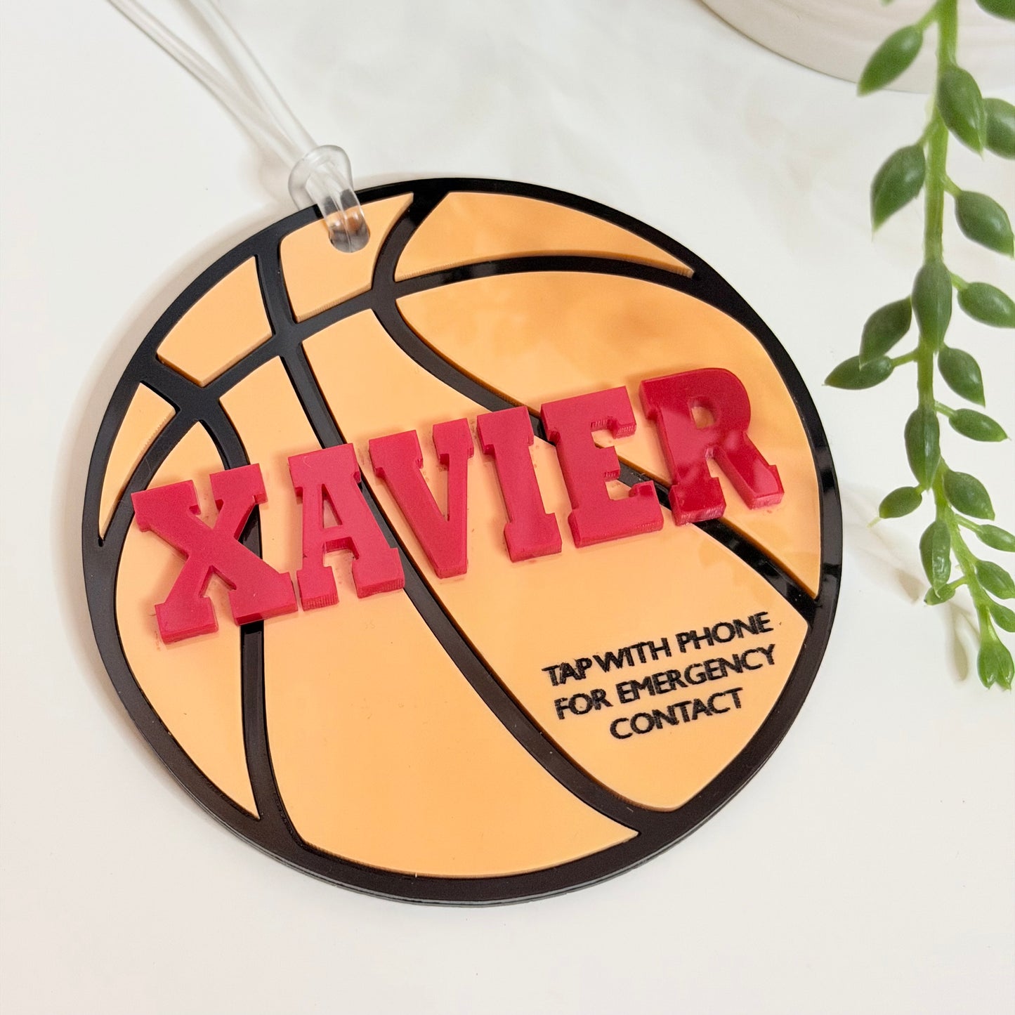 Emergency Contact Basketball Bag Tag