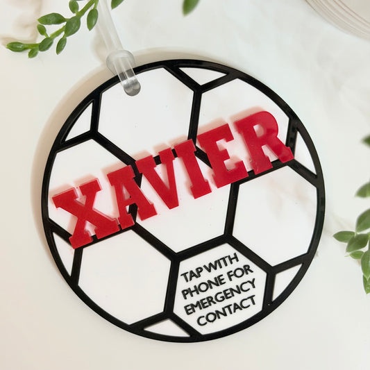 Emergency Contact Soccer Ball Bag Tag