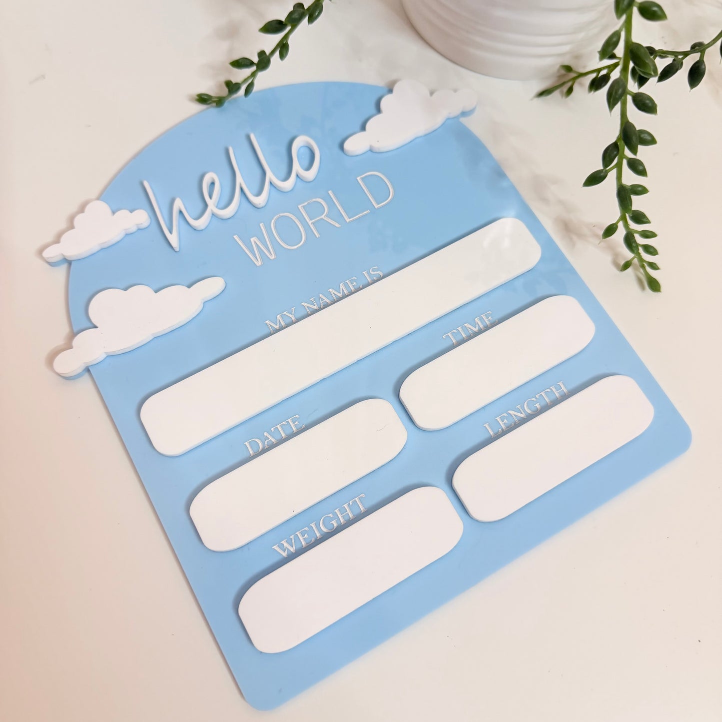 Baby Arrival Plaque - Clouds