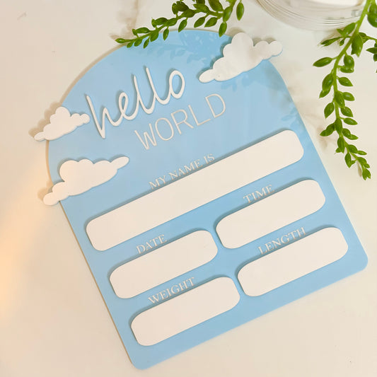 Baby Arrival Plaque - Clouds