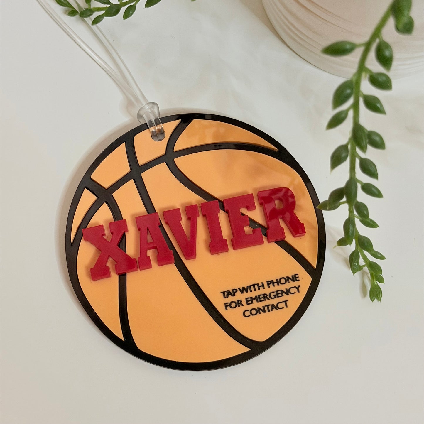 Emergency Contact Basketball Bag Tag