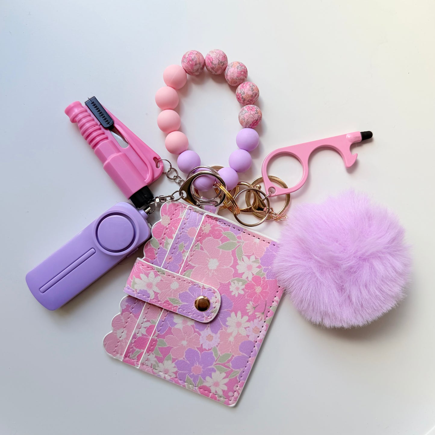 Floral Wallet Safety Keychain